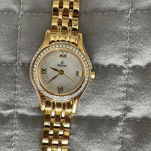 Bulova  Gold With Crystal Accents